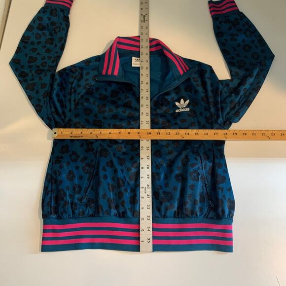 Adidas Track Jacket Women M Medium Leopard Print Full Zip Performance Pocket - Picture 7 of 15